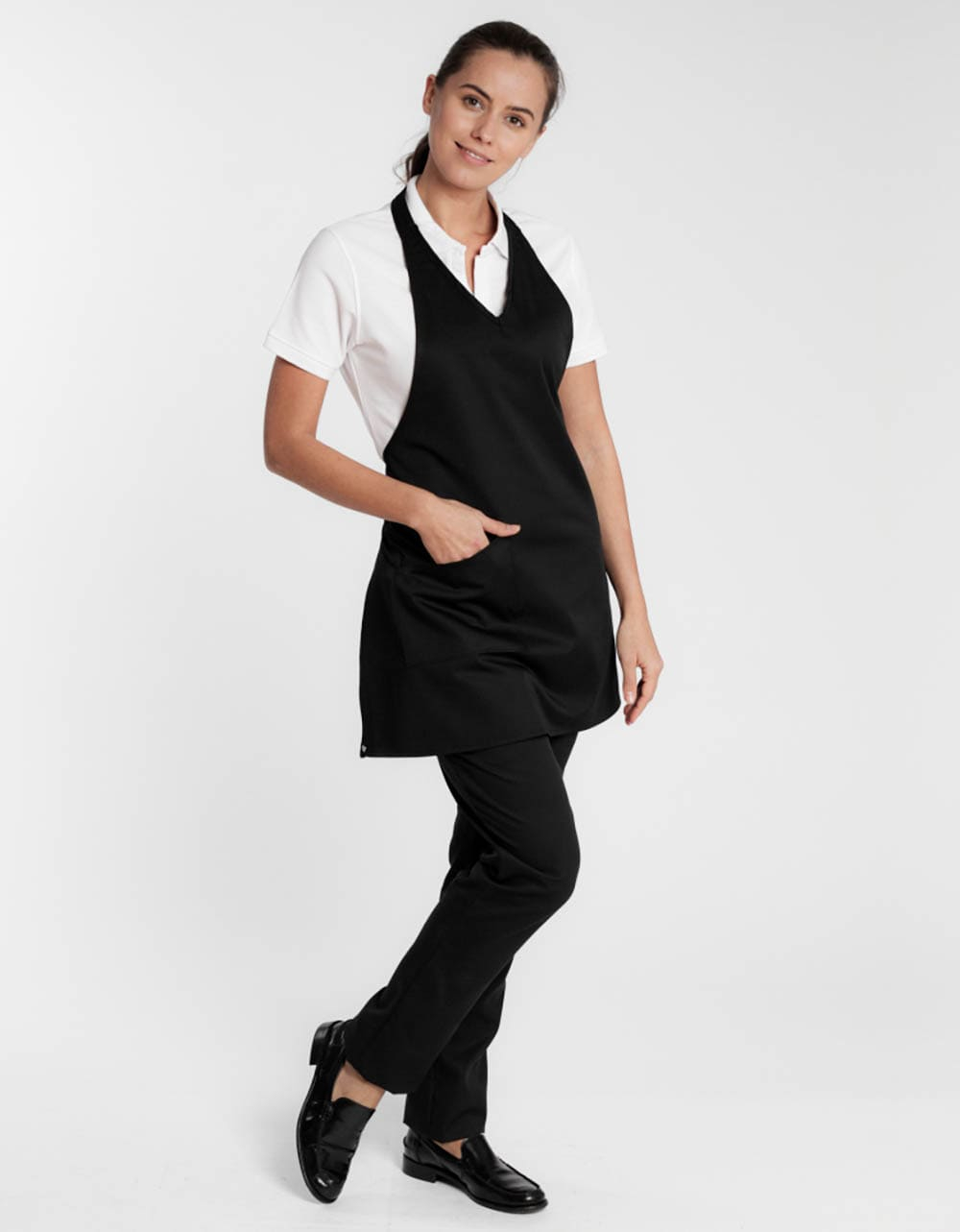 Latzschürze Biella V-Neck Classic 60 x 78 - schwarz
